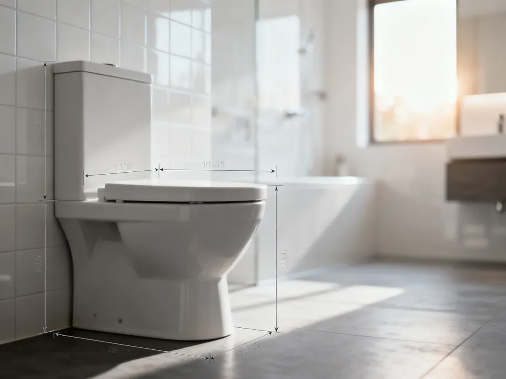 Projekt techniczny małej łazienki z zaznaczonymi wymiarami niezbędnymi do ergonomicznego rozmieszczenia ceramiki sanitarnej.